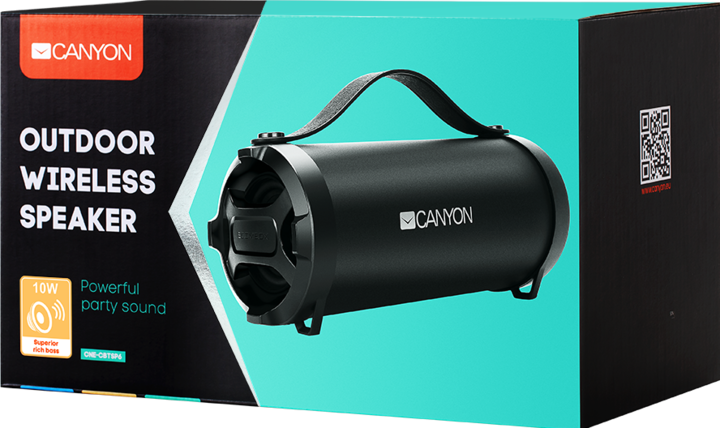 Actual product image Canyon BSP-6 Bluetooth Speaker, BT V4.2, Jieli AC6905A, TF card support, 3.5mm AUX, micro-USB port (USB power delivery)