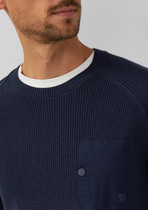 Produktbild s.Oliver Strickpullover Strickpullover mit Brusttasche und Druckknopf (XL)