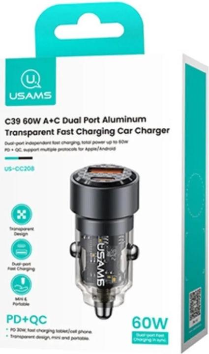 Image du produit Usams Ład. sam. C36 USB+USB-C 95W Fast Charge czarny/black CC176CC01 (US-CC176)