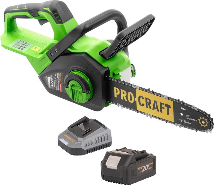Actual product image Procraft PKA38 Akku Kettensäge 20 V 304 mm Brushless + 1x Akku 4,0 Ah + Ladegerät (Battery chain saw)