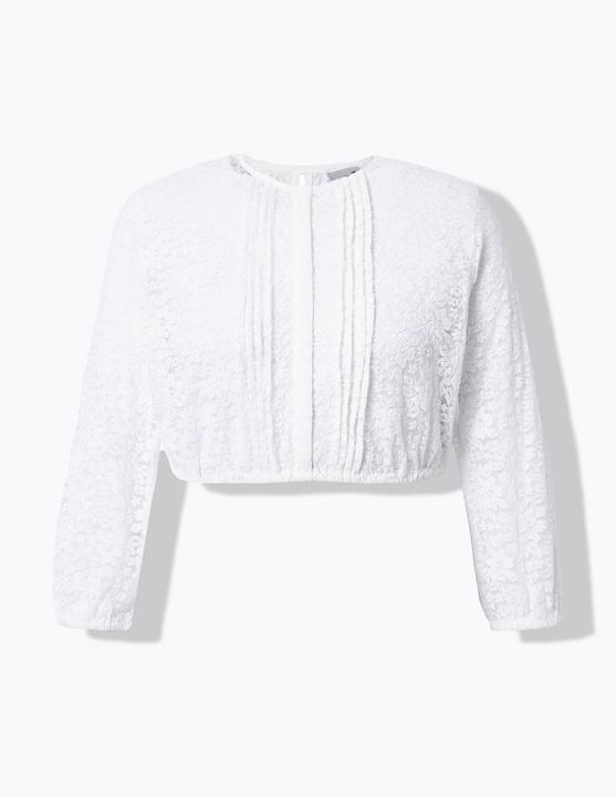 Produktbild Ulla Popken Dirndlbluse, elastische Spitze, Rundhals, 3/4-Arm (52)