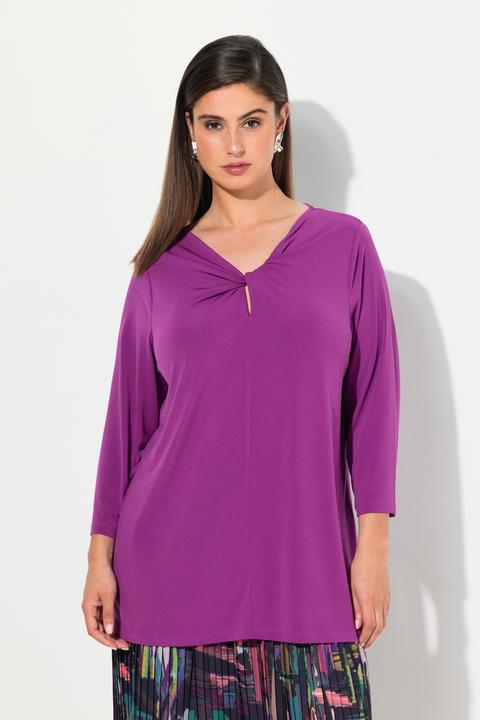 Actual product image Ulla Popken Draped Neck 3/4 Sleeve Tee (42, 44)