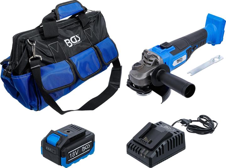 Produktbild BGS - Akku-Winkelschleifer-Satz, bürstenlos, 18 V, mit Akku und Schnell-Ladegerät
