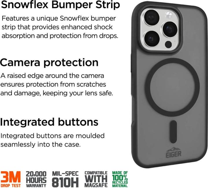 Immagine prodotto Eiger 3m Ultra-Protection Magsafe-Case GRS Blizzard Magsafe Case GRS White (Apple iPhone 16 Pro)