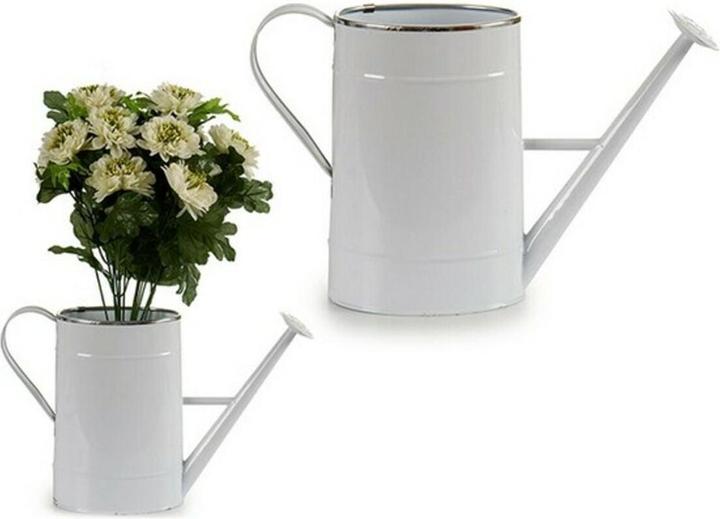 Ibergarden Dekorative Giesskanne Metall Weiss Silberfarben 10,5 X 22,5 X 38 Cm (2 l)