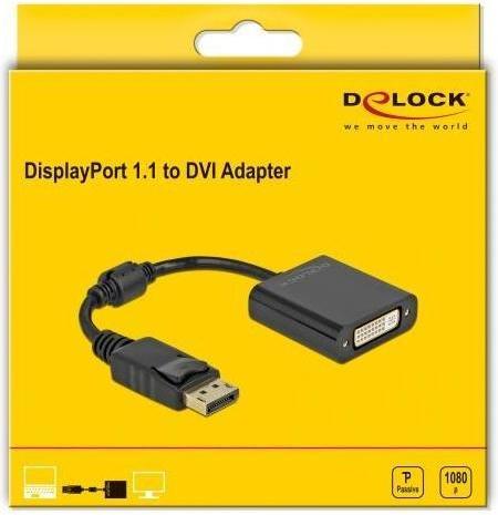 Produktbild Delock Adapter DisplayPort 1.1 Stecker zu DVI Buchse Passiv schwarz (0.15 m)