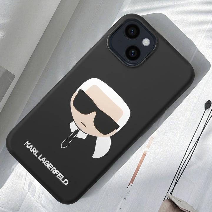 Immagine prodotto Karl Lagerfeld KLHCP14MSLKHBK Custodia rigida per iPhone 14 Plus 6,7" nero / nero Silicone Karl's Head (Apple iPhone 14 Plus)