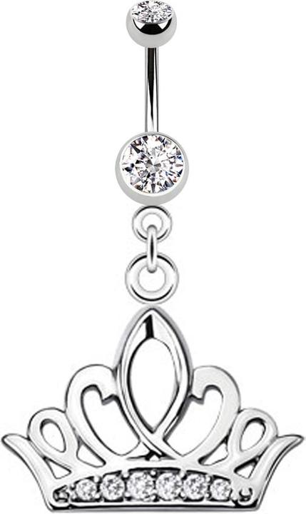 Image du produit Star Piercing Banane argent avec pendentif Tiara couronne argent (sans laiton, Acier chirurgical 316L)