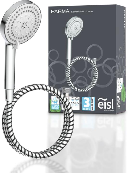 Actual product image Eisl Shower head Hose Bathroom PARMA Hand shower set Chrome Black Water-saving seal DX5081C (7 Beam types, 16 l/min)