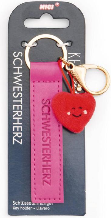 Actual product image Magni NICI Schlüsselanhänger Schwesterherz Kunstlederband mit Herz pink 10cm