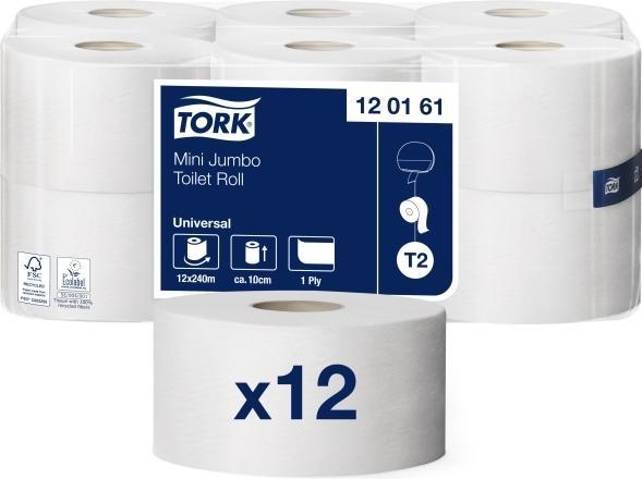 Actual product image Tork Toilet paper T2 Universal Jumbo Mini, 1-ply, box with 12 rolls (12 pcs.)