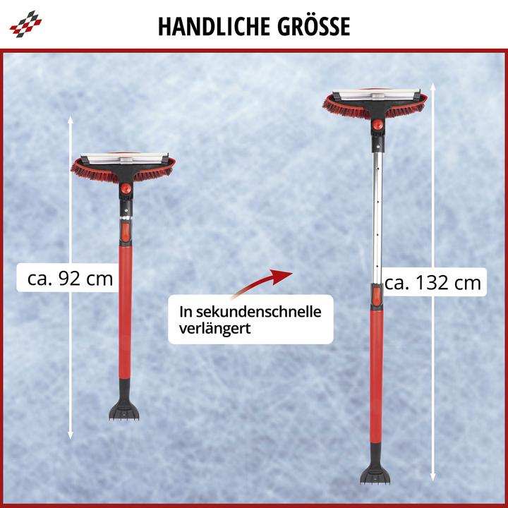 Produktbild CarComfort Schneebesen mit Eiskratzer, Auto-Eisschaber teleskopierbar 92-132 cm rot/schwarz