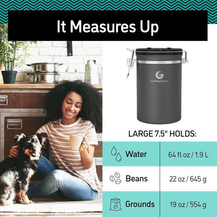 Produktbild Coffee Gator Luftdichte Kaffeedose mit Datumstracker inkl. Messlöffel (1.90 l)