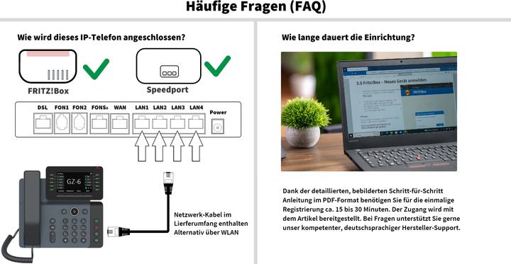 Actual product image Gequdio IP Telefon GZ-6 mit Netzteil - mit WLAN und Bluetoot
