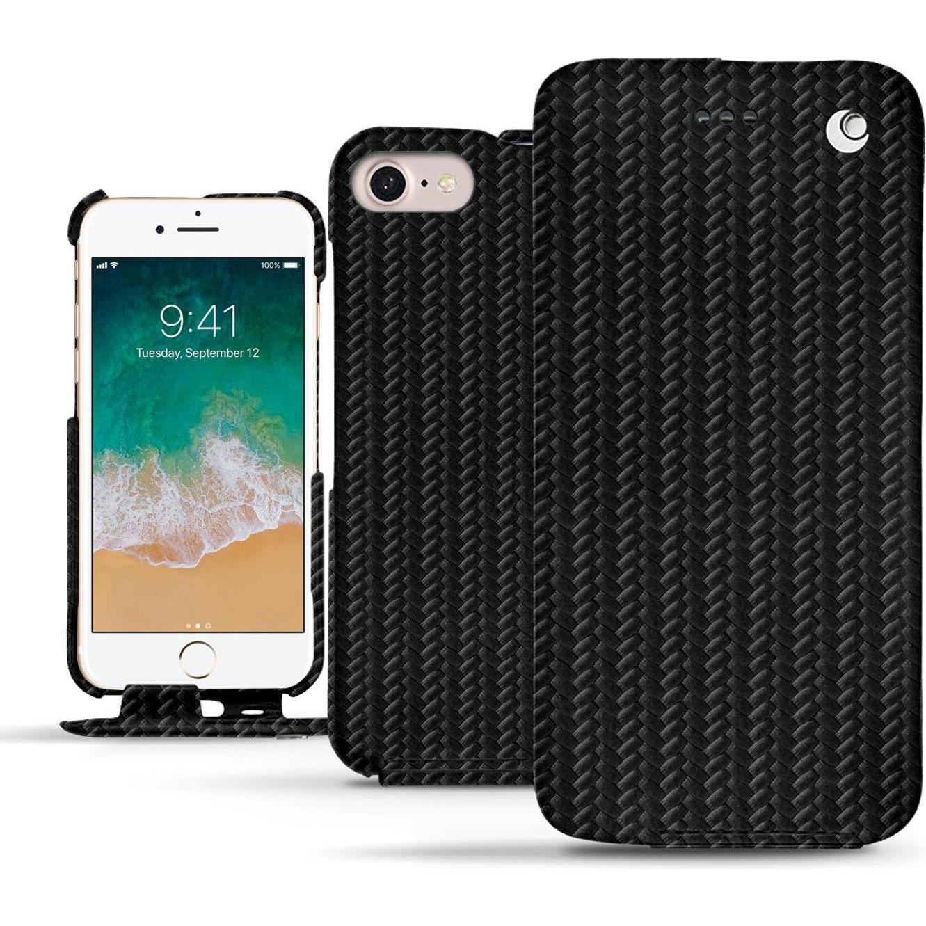 Noreve Lederschutzhülle vertikal (Apple iPhone 7), Smartphone Hülle, Schwarz
