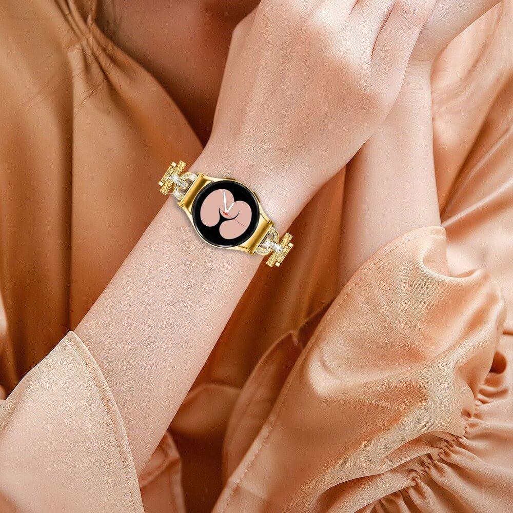 Thumbnail - Cover-Discount Edelstahl Armband mit Strass 20mm gold (20 mm, Edelstahl), Uhrenarmband, Gold