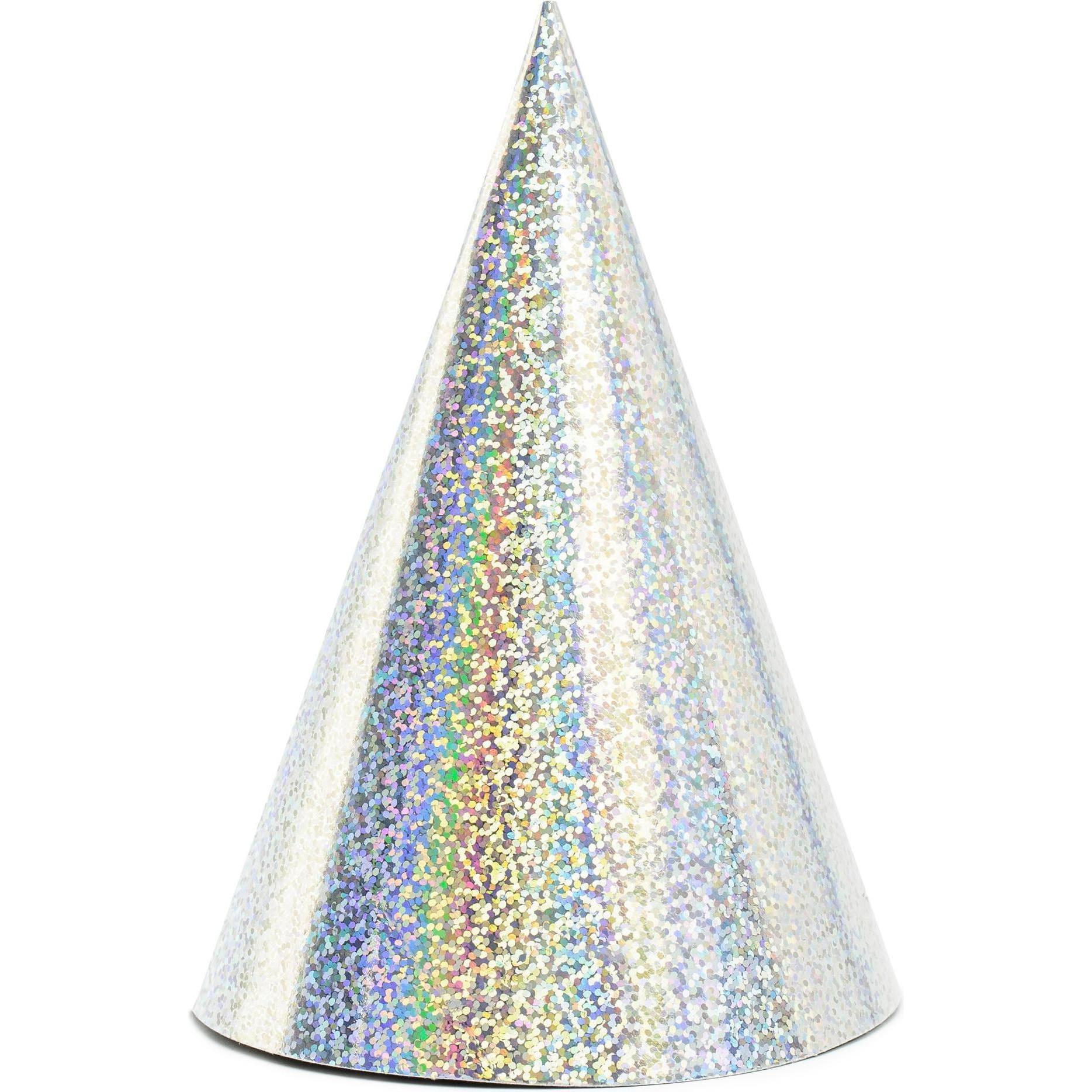 Thumbnail - Partydeco Partyhüte holografisch Silber, 16 x 10 cm, 6 Stück