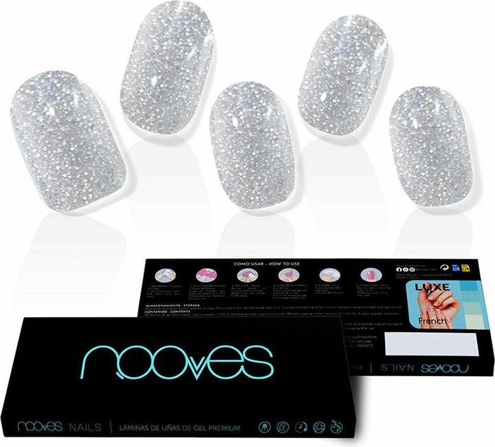 Actual product image Nooves NAILS Premium Precured Gel Nail Foils Dazzling Diva Metallic Semi-Cured Gel Nail Strips Semi- (Artificial nails, Glitter - Metallic, Glitter Grey)
