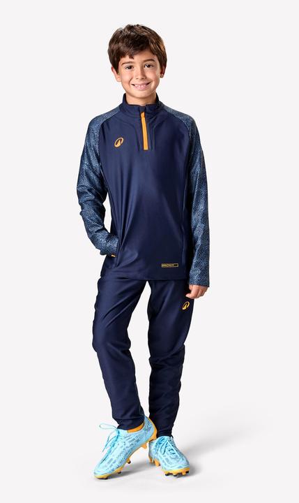 Produktbild Kipsta Kinder Fussball Sweatshirt 1/2 Zip - Viralto Roarr blau/marineblau/orange (122)