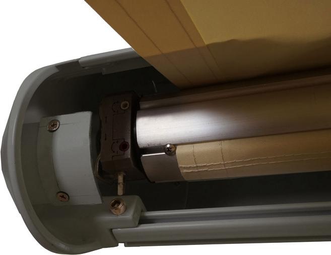 Produktbild Swisshandel24 Elektrische Kassettenmarkise, Markise, Sonnenstoren Vollkassette 4x3m, Polyester Creme, Rahmen grau (4 m)