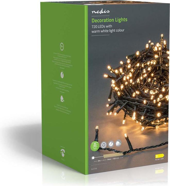 Immagine prodotto Nedis Luci decorative | Cavo | 720 LED | Bianco caldo | 54,00 m | Effetti di luce: 7 | Interno e A (57 m)