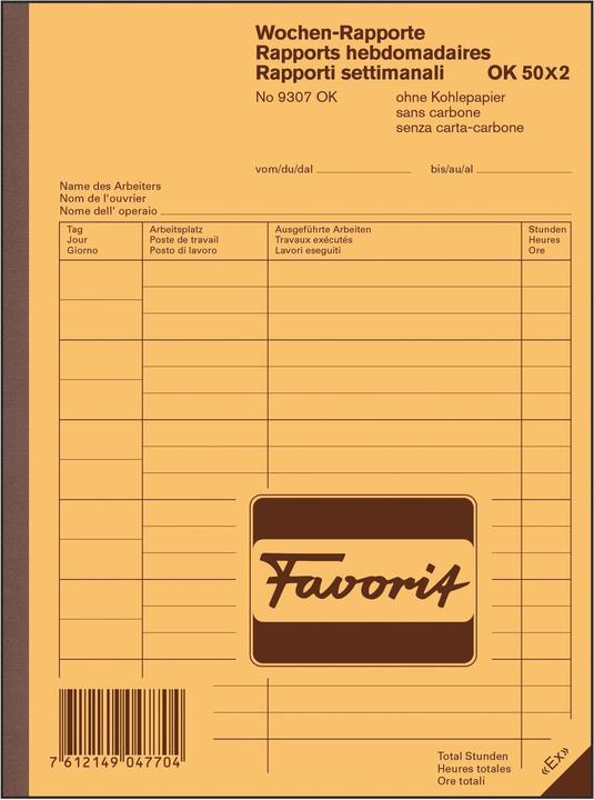 Favorit Wochen Rapport (100 x)