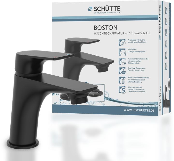 Immagine prodotto Schütte Rubinetto da bagno BOSTON Miscelatore per lavabo Nero opaco Miscelatore monocomando 33216