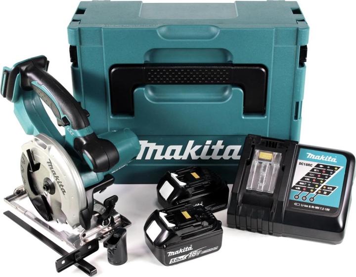 Produktbild Makita DSS 501 RTJ 18V 136 mm Li-ion Akku Handkreissäge im Makpac + 2x 5,0 Ah Akku + Ladegerät