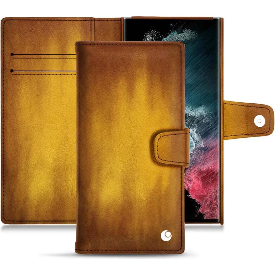 Thumbnail - Noreve Lederschutzhülle Wallet (Samsung Galaxy S22 Ultra), Smartphone Hülle, Gold