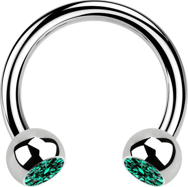 Immagine prodotto Star Piercing Campanile circolare in argento con due sfere di cristallo turchese (senza ottone, Acciaio chirurgico 316L)