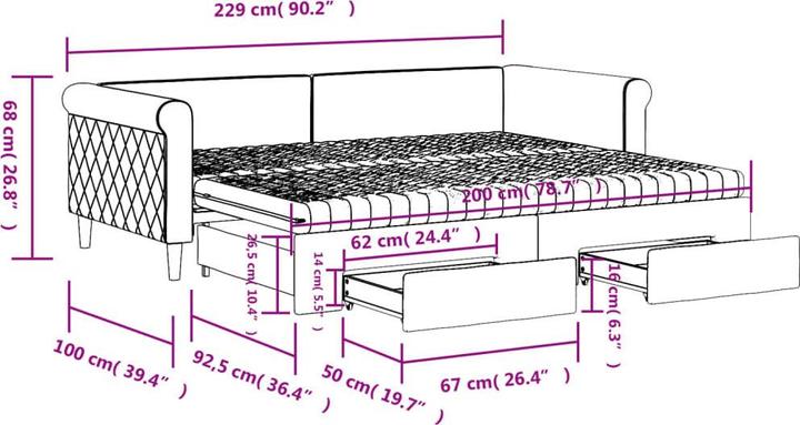 Produktbild vidaXL ausziehbares Tagesbett