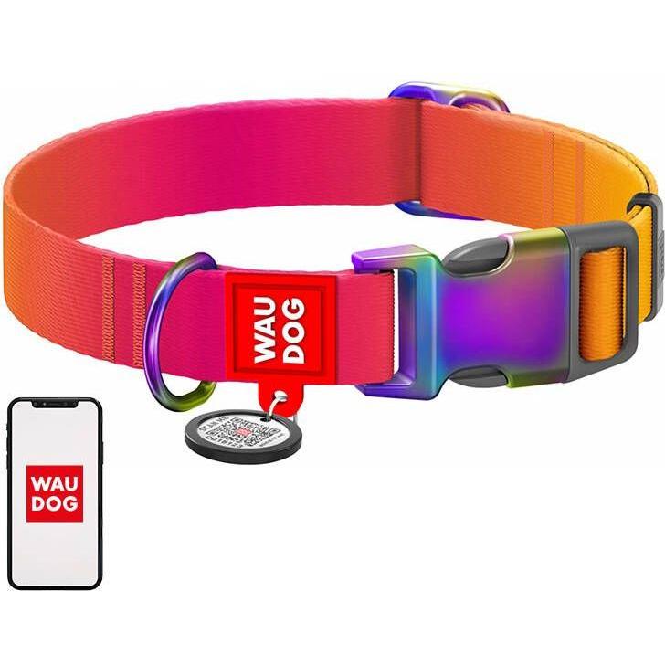 Thumbnail - Collar Nylon dog with QR code WAUDOG 15 mm wide, 25-35 cm long orange (Hund, Allgemein), Halsband + Leine