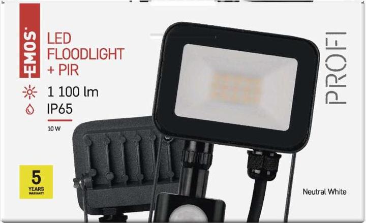 Produktbild Emos LED Flutlicht PROFI mit Bewegungsmelder, 10W neutralweiss (1100 lm, IP65)
