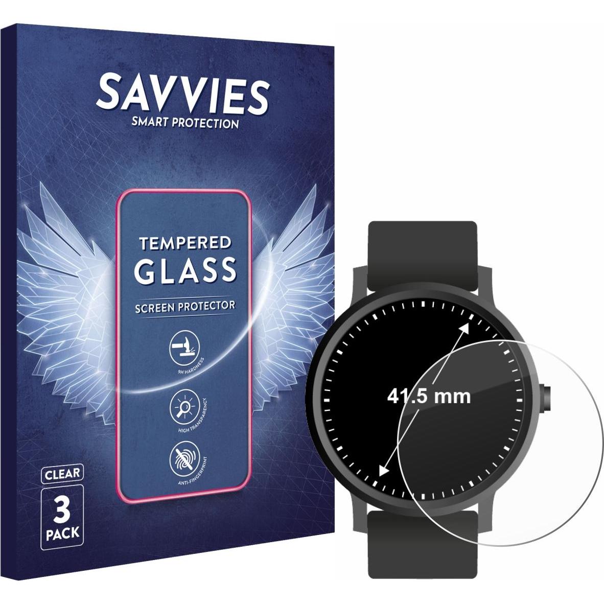 Savvies Panzerglas Hartglas Displayschutz, Smartwatch Schutzfolie, Transparent