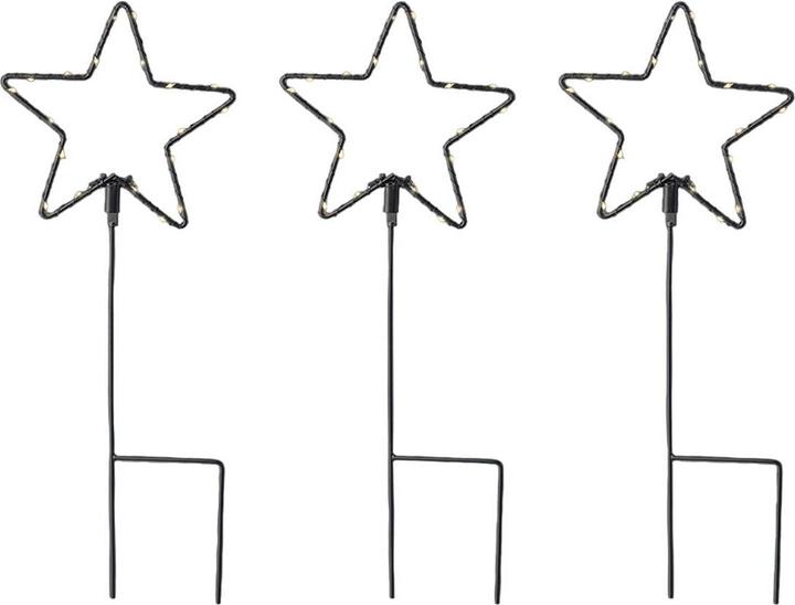 Lumineo LED-Gartenpfahl-Set Weihnachten Sterne Ø 15 x 42,5 cm MicroLED 3 Stücke