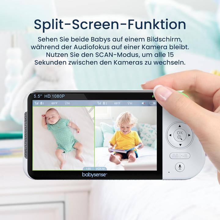 Produktbild Babysense Europe Babyphone MaxView-2CAM mit 2 Kameras (Babyphone mit Kamera)