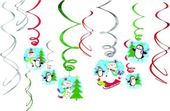 Produktbild Amscan 12 Deko-Spiralen Joyful Snowman Folie / Papier 61 (12 Stück)