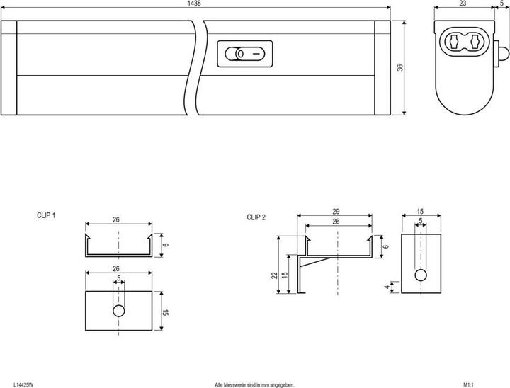Immagine prodotto EVN L14425W CCT Apparecchio LED da superficie e sottopensile IP20 bianco 22W3000, 4000, 6500K (2120 lm)