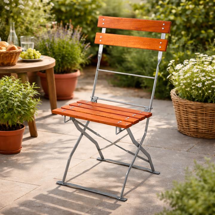 Actual product image Mojawo Beer garden folding chair garden chair acacia steel powder-coated