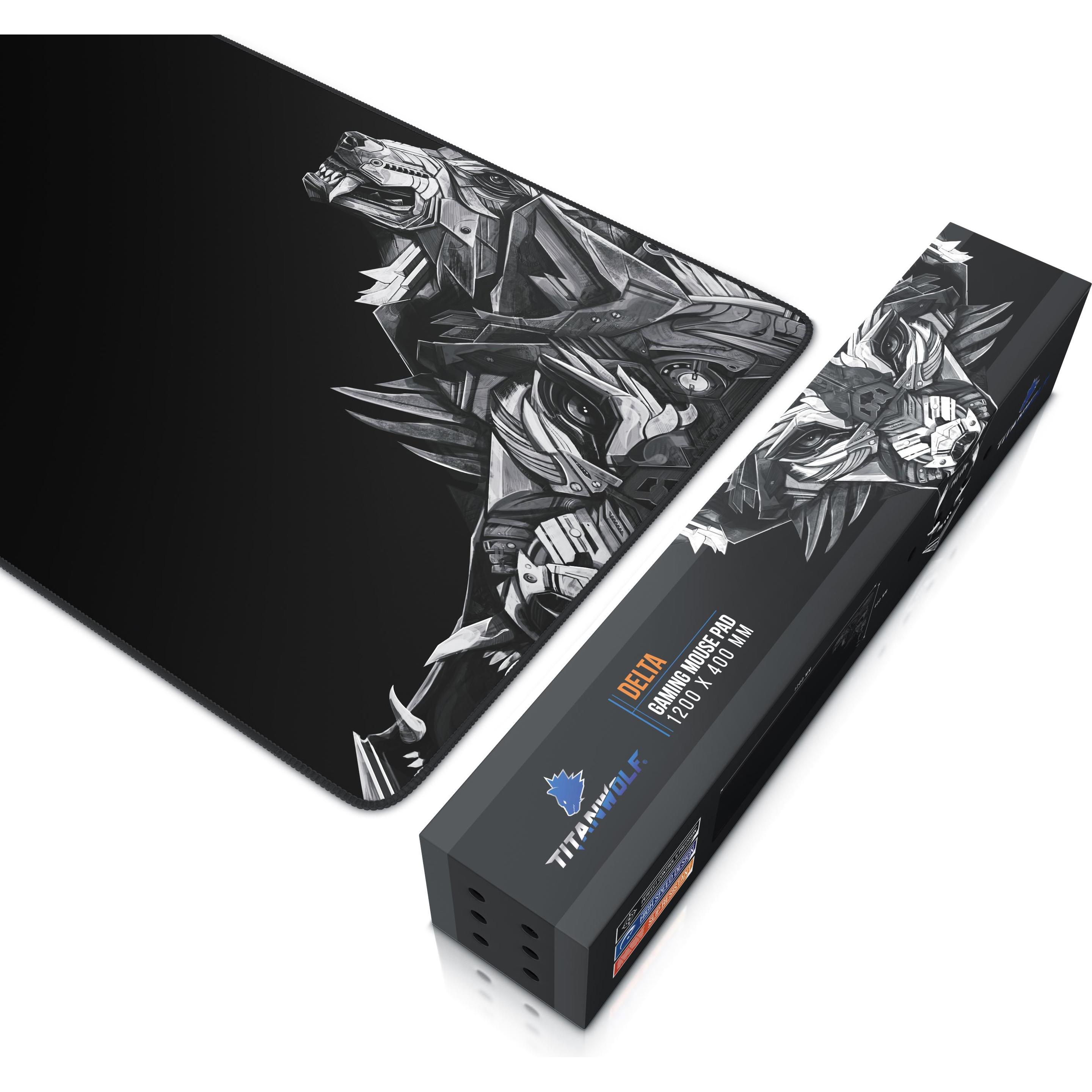 Thumbnail - Titanwolf Gaming Mauspad, XXXL Speed Mausmatte 1200 x 400 mm, Geschwindigkeit & Präzision, Delta (3XL), Mausmatte, Schwa...