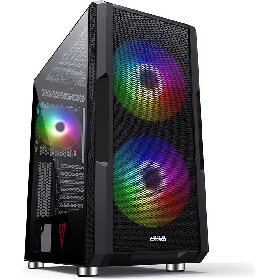 Modecom Volcano Amirani ARGB Juoda Computergehäuse (ATX, mATX, Mini-ITX), PC Gehäuse, Schwarz
