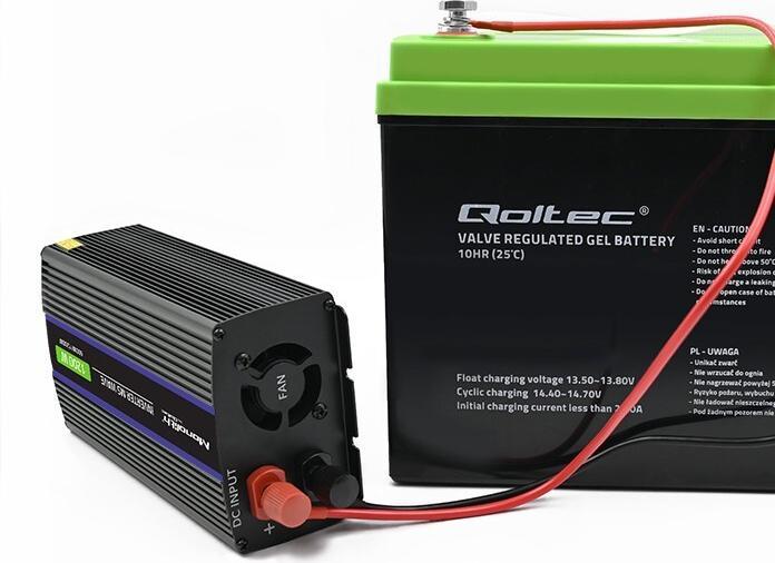 Actual product image Qoltec 51925 Monolith voltage converter 1200 MS Wave |12V to 230V | 600/1200W | USB