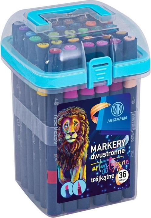 Astra Doppelseitige dreieckige Marker, 36 Farben