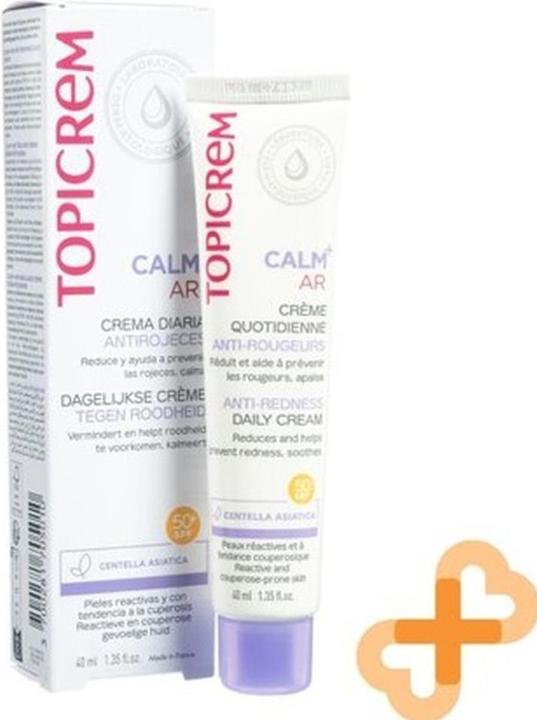Actual product image Topicrem Calm AR Anti-Redness Daily Cream 40ml SPF50 Soothing Couperose (40 ml, Day cream, SPF 50)