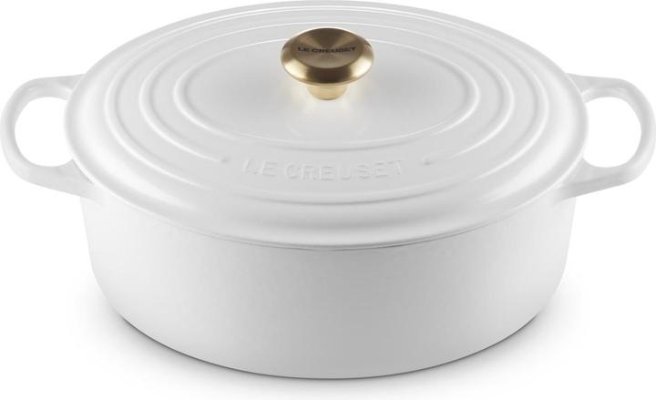 Image du produit Le Creuset Cocotte Signature Ovale, 31Cm, BlancM. Pommeau doré Gu (Cocotte + faitout, Fonte)