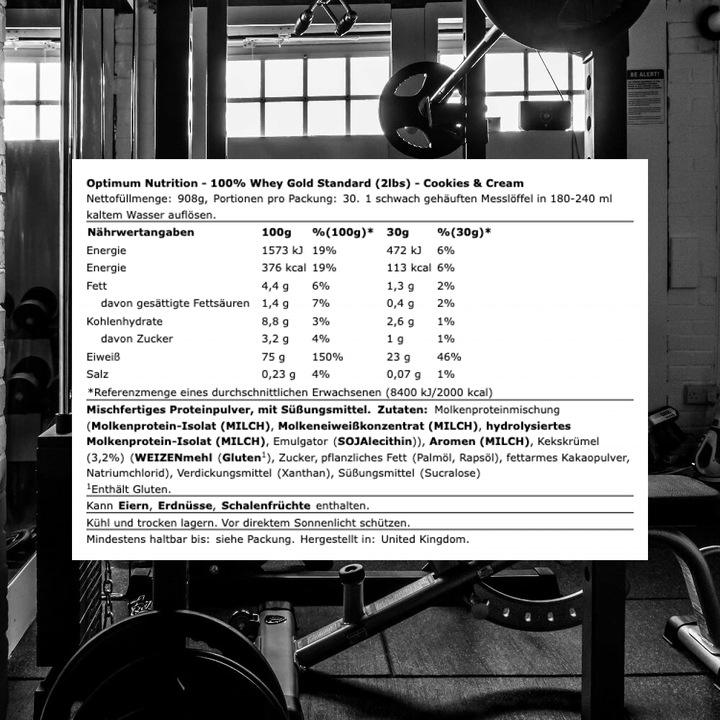 Image du produit Optimum Nutrition 100% Whey Gold Standard (Cookies and Cream, 1 pcs, 908 g)
