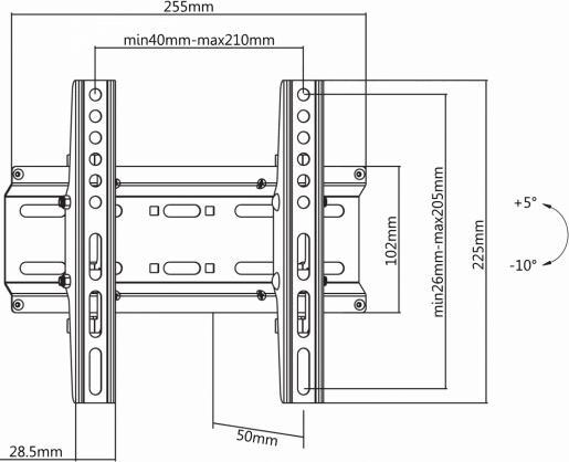 Actual product image Sbox PLB-2522T Tilting Flat Screen LED TV Mount 23"-43" 35kg (Wall, 35 kg, 23" - 43")