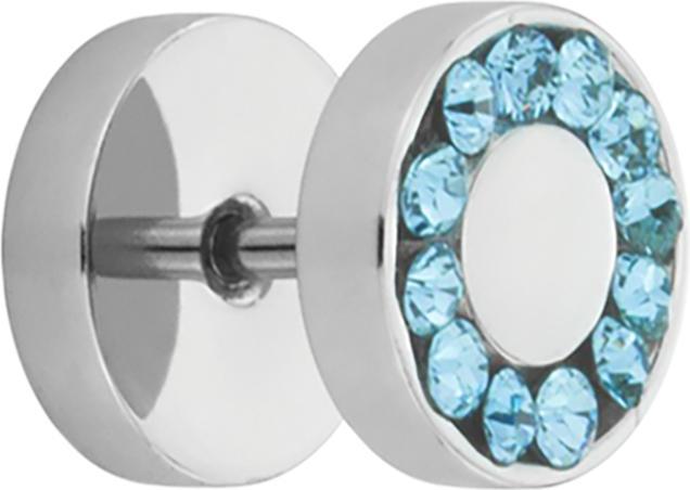 Produktbild Star Piercing Fake Plug High Polished mit Swarovski Kristall aqua (ohne Messing, Chirurgenstahl 316L)