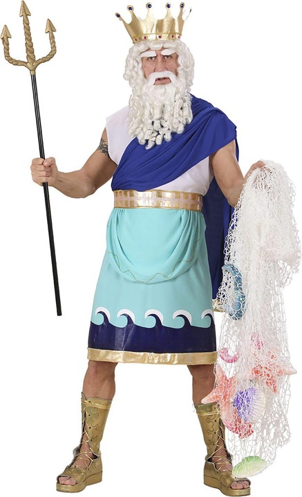 Actual product image Widmann Poseidon Lord of the Seas costume tunic, belt with ribbon, crown (XXL)