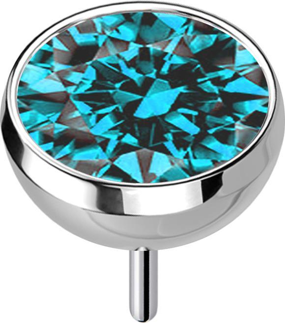 Actual product image Star Piercing Threadless hemisphere silver with crystal aqua (Titanium, without brass)
